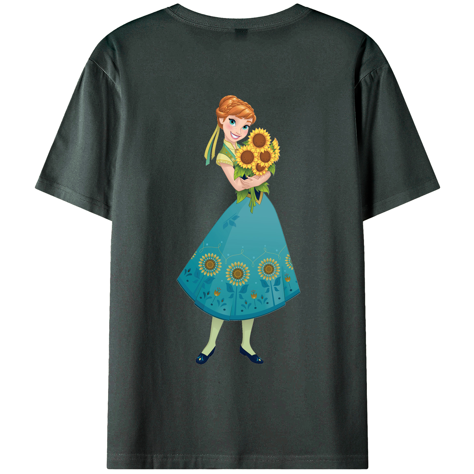 （画像用） アナと雪の女王 アンナ エルサ Frozen Anna Elsa 綿100％ メンズ半袖Tシャツ（バックプリント） 通気性